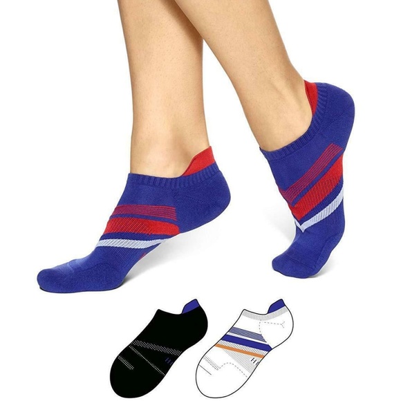 NEW Hue Women's 2- 3 Packs Air Sleek Tab Cushion Socks, Black/White/Blue - Picture 5 of 12